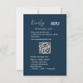 Marineblaue minimalistische Hochzeits-RSVP-Karte RSVP Karte