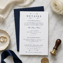 Marineblaue minimalistische Luxus-Hochzeitsdetails RSVP Karte