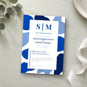 Marineblaue minimalistische moderne Hochzeit Einladung