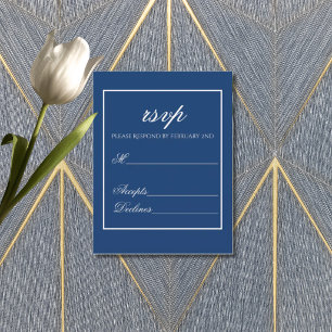 Marineblaue minimalistische RSVP-Beilagekarte Postkarte