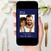 Marineblaue moderne Foto-Hochzeit Save the Date