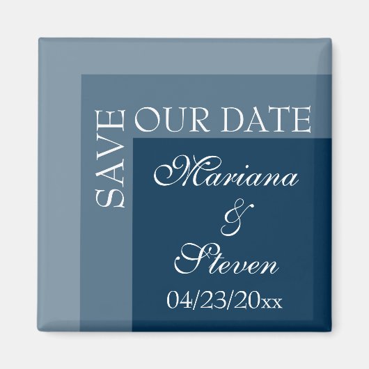 Marineblaue moderne schicke Hochzeit Magnet (Vorne)