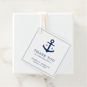 Marineblaue Monogramm-Anker-Nautische Hochzeit Geschenkanhänger