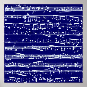 Marineblaue Musiknoten Poster