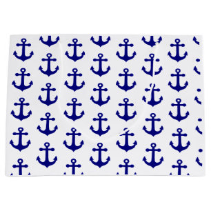 Marineblaue nautische Anker Große Geschenktüte