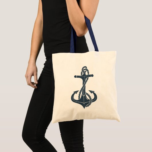 Marineblaue nautische Bootsanker Tragetasche (Vorderseite (Produkt))