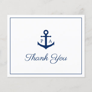 Marineblaue nautische Budget-Hochzeit-Dankeskarten