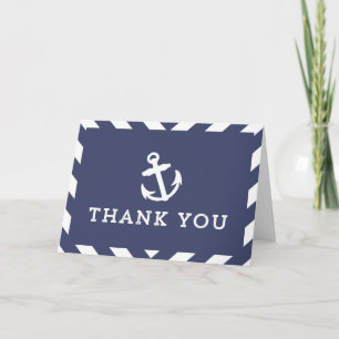 Marineblaue nautische Chevron-Dankeskarte Dankeskarte