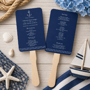 Marineblaue nautische weiße Anker-Meeres-Hochzeit Fächer