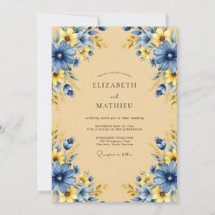 Marineblaue pastorale Wiesenhochzeit Einladung