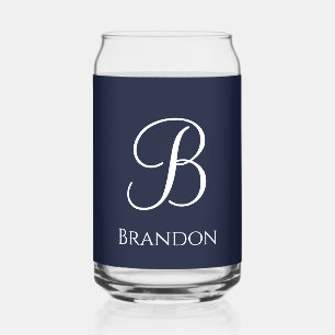 Marineblaue personalisierte Name und Monogramm Dosenglas