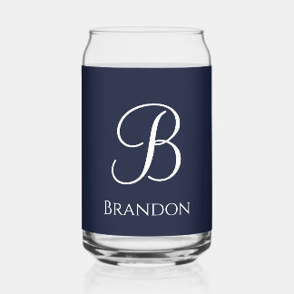 Marineblaue personalisierte Name und Monogramm Dosenglas