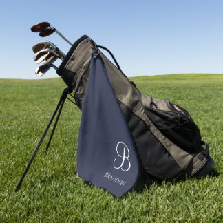 Marineblaue personalisierte Namen und Monogramm Golfhandtuch