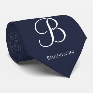 Marineblaue personalisierte Namen und Monogramm Krawatte