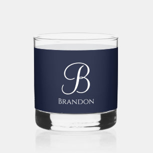 Marineblaue personalisierte Namen und Monogramm Whiskyglas