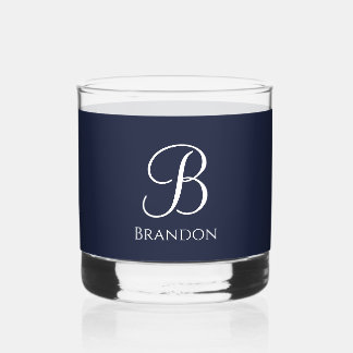 Marineblaue personalisierte Namen und Monogramm Whiskyglas