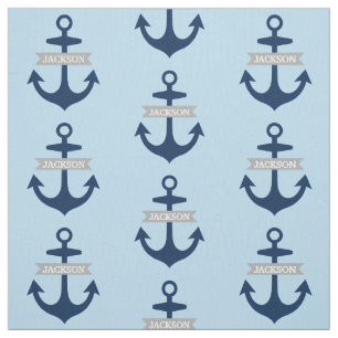 Marineblaue personalisierte Namens-Schiffsanker Stoff