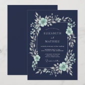 Marineblaue polierte Winterhochzeit Einladung (Vorne/Hinten)