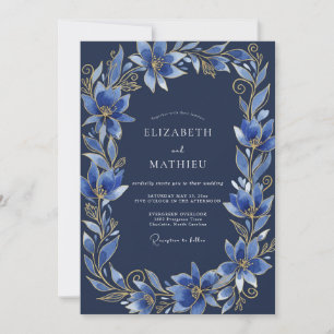 Marineblaue Prächtige Abendhochzeit Einladung
