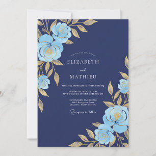 Marineblaue prächtige Gala-Hochzeit Einladung