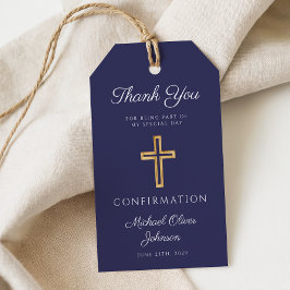 Marineblaue religiöse Kreuz Jungen Firmung Geschenkanhänger