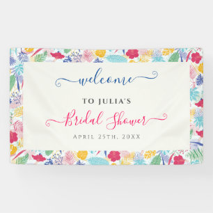 Marineblaue rosa wilde Regenwald-Hochzeitsdusche Banner