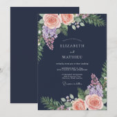 Marineblaue rustikale Winterhochzeit Einladung (Vorne/Hinten)