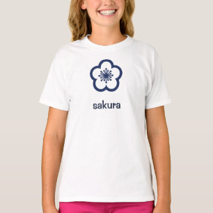 Marineblaue Sakura-Blüte T-Shirt
