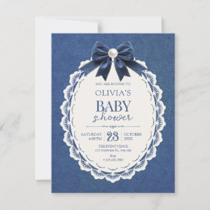 Marineblaue Samtschleife vintage elegante Babypart Einladung