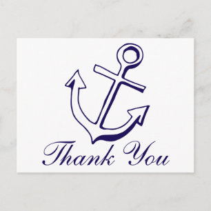 Marineblaue Schiff-Anker-Dankeschön-Hochzeitsfeier Postkarte