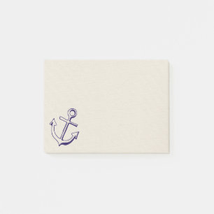 Marineblaue Schiffsschiffanchor Segler Beige Stran Post-it Klebezettel