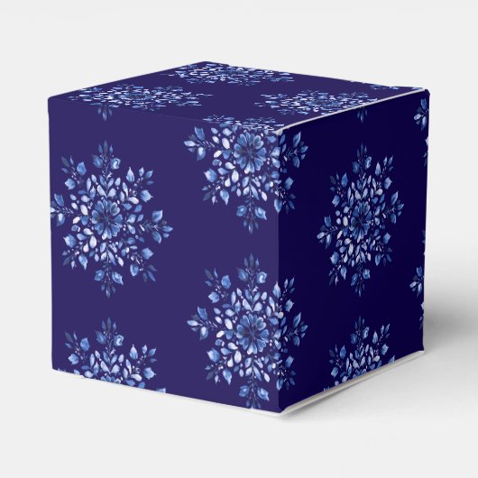 Marineblaue Schneeflocken Gefallenheitsboxen Geschenkschachtel (Rückseite)