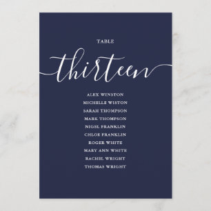 Marineblaue Schrift Tisch Nummer 13 Sitzordnung Einladung