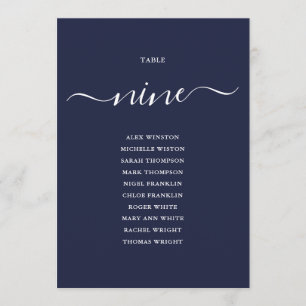 Marineblaue Schrift Tisch Nummer 9 Sitzordnung Einladung