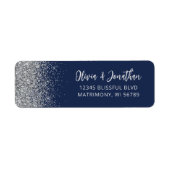 Marineblaue silberne Glitter-Hochzeitsadresse (Vorne)