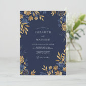 Marineblaue Stately Midnight-Hochzeit Einladung (Stehend Vorderseite)