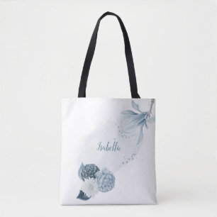 marineblaue staubblaue Blumen Botanik  Tasche