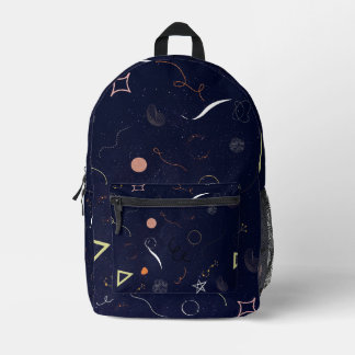 Marineblaue Sternennacht-Doodle-Tasche Bedruckter Rucksack