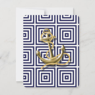 Marineblaue Strand-Anker-nautische Hochzeit Einladung