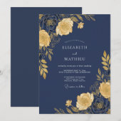 Marineblaue Sublime Abendhochzeit Einladung (Vorne/Hinten)