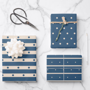 Marineblaue Tan Beige Geschenke für ihn Geburtstag Geschenkpapier Set