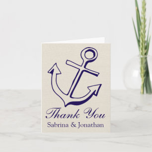 Marineblaue Tan Dankeschön Schiff Anker Dankeskarte