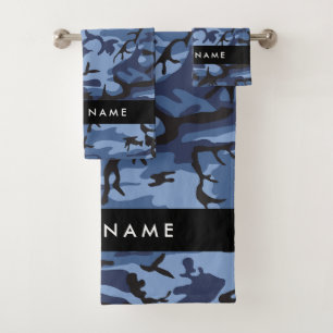 Marineblaue Tarnung Ihren Namen personalisieren Badhandtuch Set