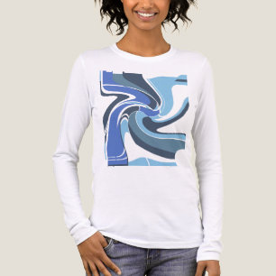 Marineblaue Teal-Schattierungen Wirbel-Kunst-Motiv Tri-Blend Shirt