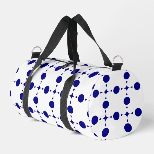 Marineblaue Tupfen, Tupfenmuster, Punkte Duffle Bag (Linke Seite)