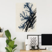 Marineblaue Tusche-Wasch-Abstract-Baum-Kunstposter Poster (Heimbüro)
