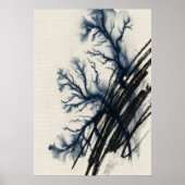 Marineblaue Tusche-Wasch-Abstract-Baum-Kunstposter Poster (Vorne)