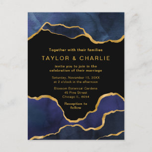 Marineblaue und goldene bemalte Achat-Hochzeitspos Postkarte