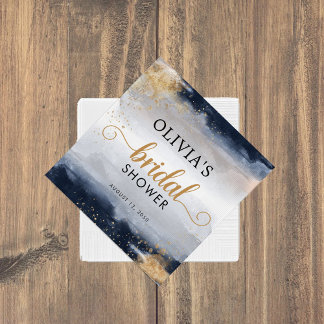 Marineblaue und goldene Hochzeitsdusche-Papiernapk Serviette