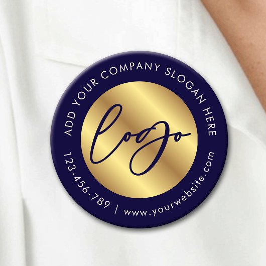Marineblaue und goldene Logo-Unternehmenswerbung Button